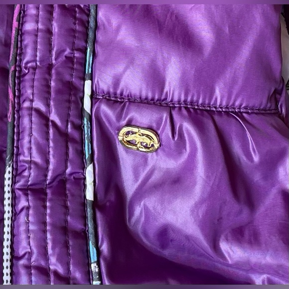 Vintage Y2k Women’s Echo Red Full Zip Puffer Vest Size Small Purple/gold - Picture 5 of 6
